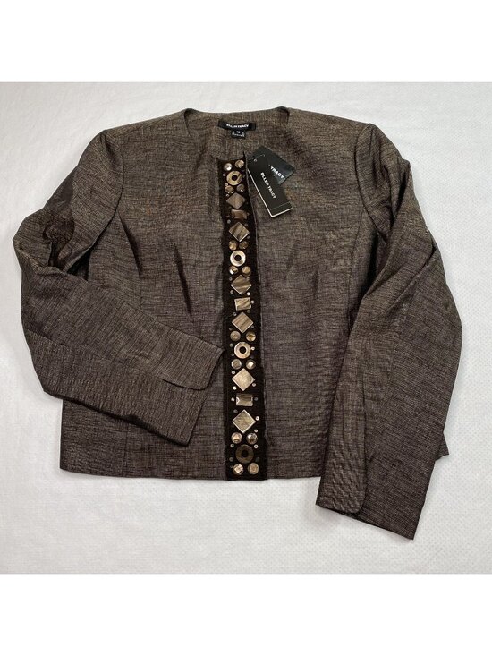 Ellen Tracy Jackets & Blazers - Ellen Tracy Womens Blazer sz 16 Brown Beaded Old Money NEW nwt MSRP $498
